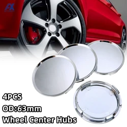 4PCS Universal ABS Plastic Wheel Center Cap Hub Chrome Silver OD 63mm ID 58mm Tyre Rim Hub Cap Car Accessories