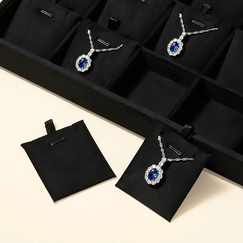 WoodTen Multi‑Compartment Velvet Jewelry Tray Black Jewelry Display Organizer Tray For Rings Necklaces Earrings Bracelets Shop
