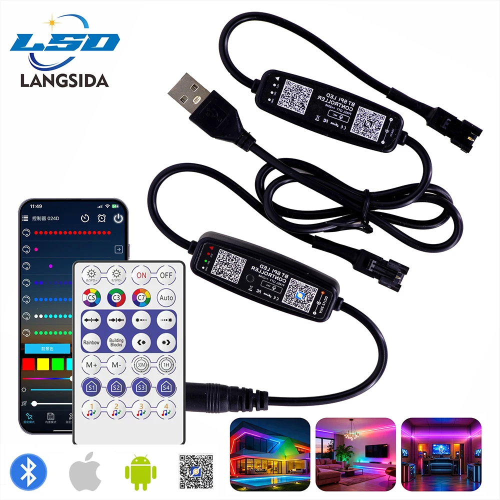 

USB/DC LED Strip Control APP Bluetooth Remote Controller Music for WS2811 WS2812B SK6812 Pixel Lights Bluetooth LED Strip Contro