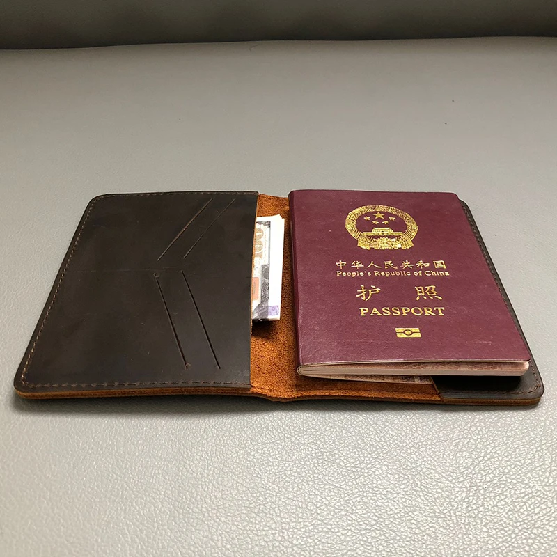 Women Men RFID Vintage Business Passport Covers Holder Crazy Horse Genuine Leather Case Travel Essentials Accessories Homemade