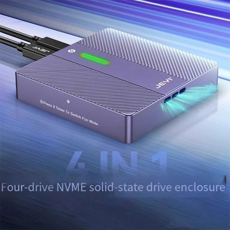 Super Sale JEYI 4-Bay NVMe RAID Enclosure-Thunderbolt 4 40GbpsTurbine Cooling for IOS Windows Individual & RAID Modes Max 32TB