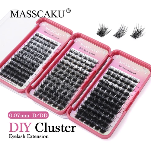 MASSCAKU-extensiones de pestañas en racimo, Material primor de volumen Natural, pestañas individuales fuertes, salón de belleza, mayorista de rizos C/D