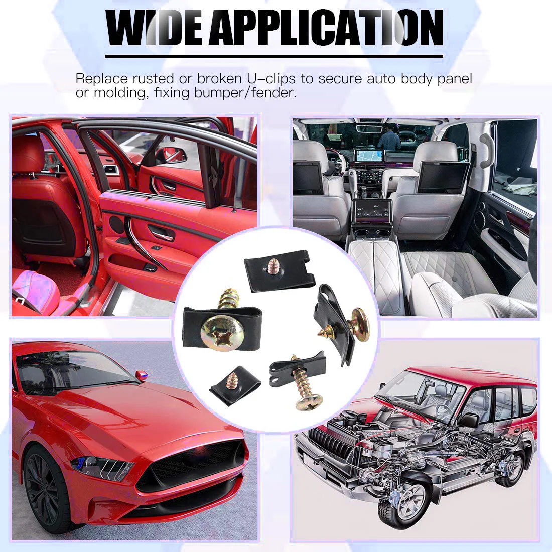 Комплект из 170 автомобильных U-образных зажимов и винтов, 9 размеров для автомобильных зажимов и комплектов винтов для бамперов, приборных панелей