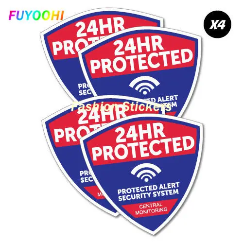 4pcs 24 Hour Protection Safety Decal Safety Sign Vinyl Sunscreen Car Window Car Styling Accessories Decorative PVC