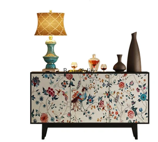 

Z.Solid Wood Dining Edge Tea Cabinet Living Room Painted Art Storage Equipment Sideboard