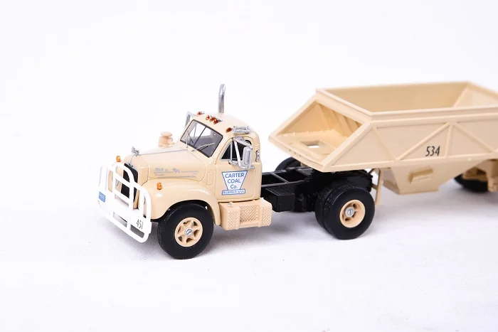 NEO 1:64 Mack B-61T + Bottom Dump Trailer 1957 Simulation Limited Edition Resin Metal Static Car Model Toy Gift