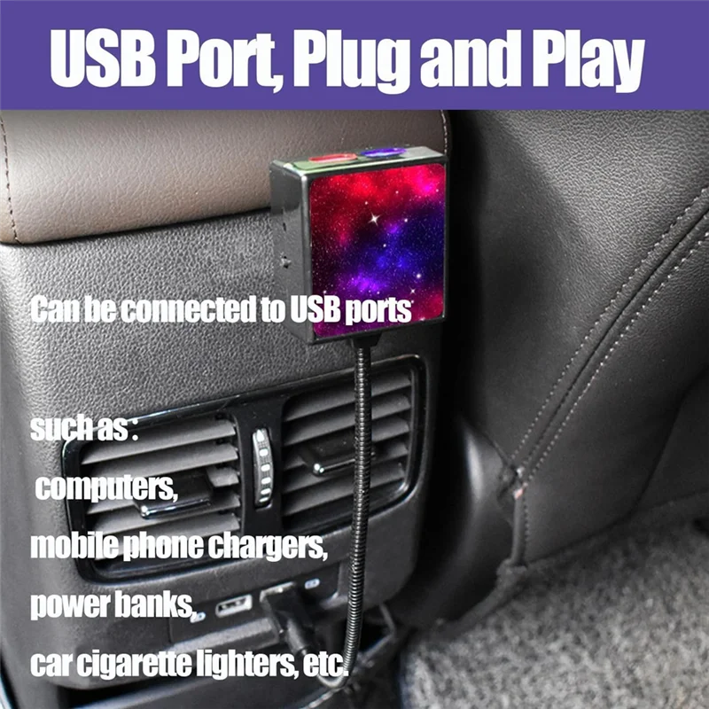 LICE-Mini Led مصباح الإسقاط ليلة النجوم، أضواء سقف النجوم للسيارة، سقف المنزل الرومانسي USB ضوء الليل - التوصيل والتشغيل