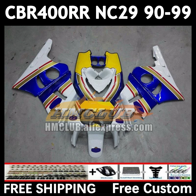 Bodywork For HONDA CBR400 CBR 400 RR 400RR blue yellow 90 91 92 93 94 104No.9 CBR400RR NC29 1995 1996 1997 1998 1999 Fairings