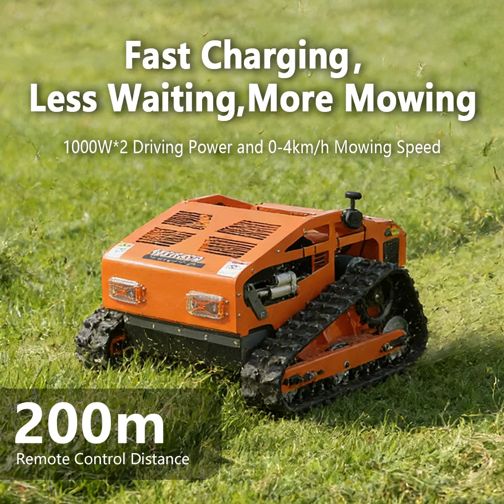 

CE Certified New Design Cutting Width Self-Propelled Crawler Design Intelligent Remote Control Lawn Mowing Robot