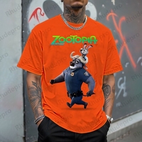 Disney Fun T-shirt Zootopia Nick Judy Cartoon Men's And Women's T-shirts Casual Style 3D Printed Summer Casual