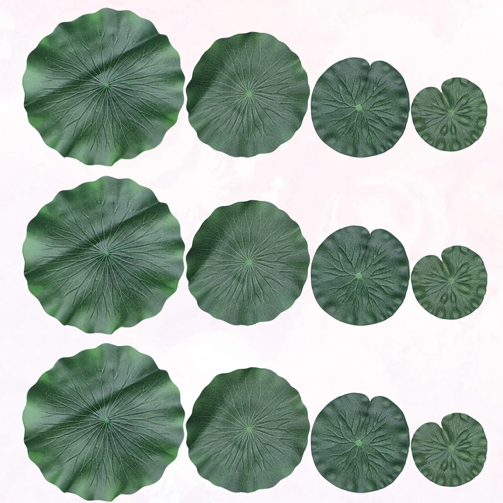 

12Pcs Artificial Lotus Leaves Variety Size Decorative Leaves for Fish Tank Pond Party Decoration Natural Simulation Leaf