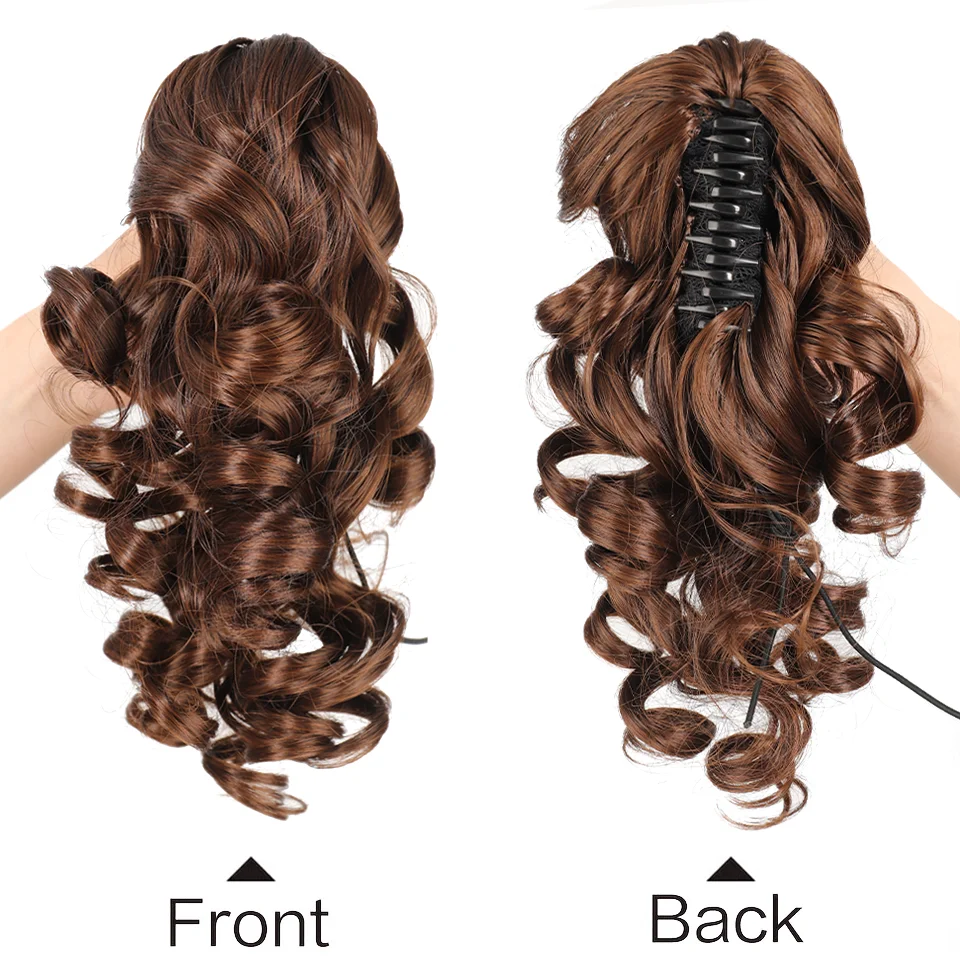 12 Inch Synthetic Ponytail Extension, Classic Loose Curly Wavy Claw Clip Pony Tails Hair Extensions Hairpieces for Women
