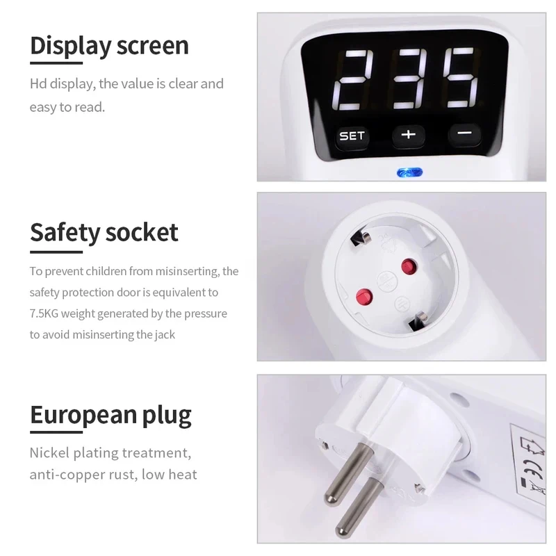 New Adjustable Voltage Protector Socket AC 230V 16A Automatic Power Surge Protector EU Plug Socket Under Overvoltage Protection image 6
