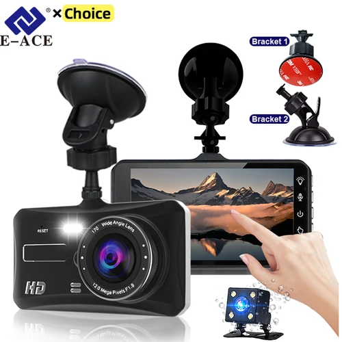 Dashcam-cámara frontal y trasera para coche, grabadora de vídeo Digital DVR con pantalla táctil de 1080 pulgadas, 24H de visión nocturna, FULL HD 4,0 P, caja negra