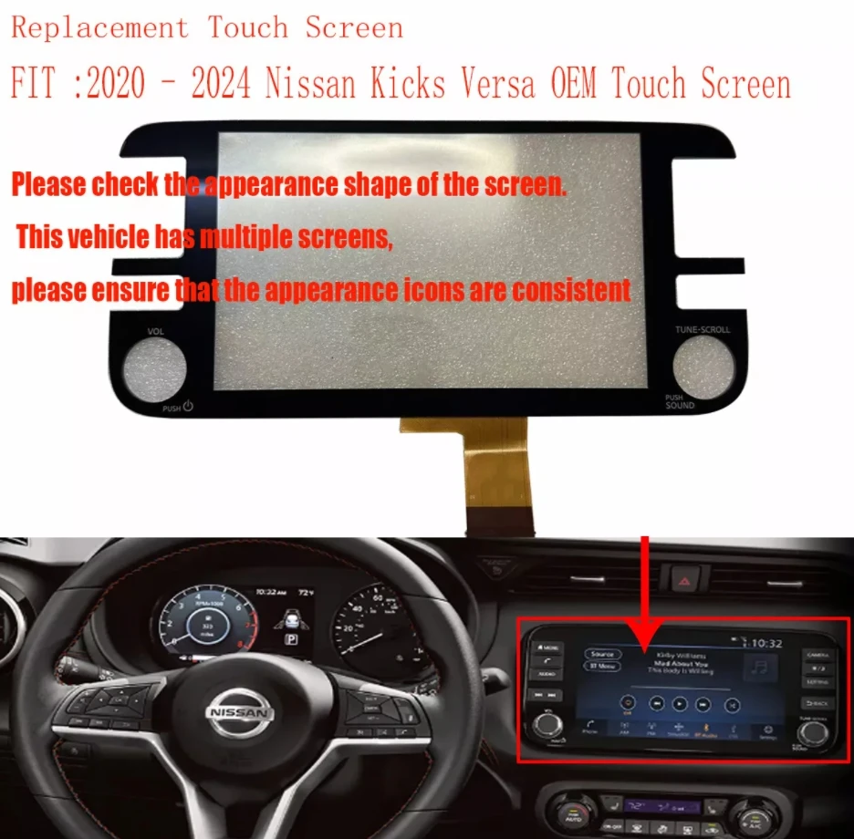 New Replacement Display 2020-24 For Nissan Kicks Versa OEM Touch Screen Multi Media 2591A 5R01A, 2591A 5R01B, 2591A 5R01C, 2591A