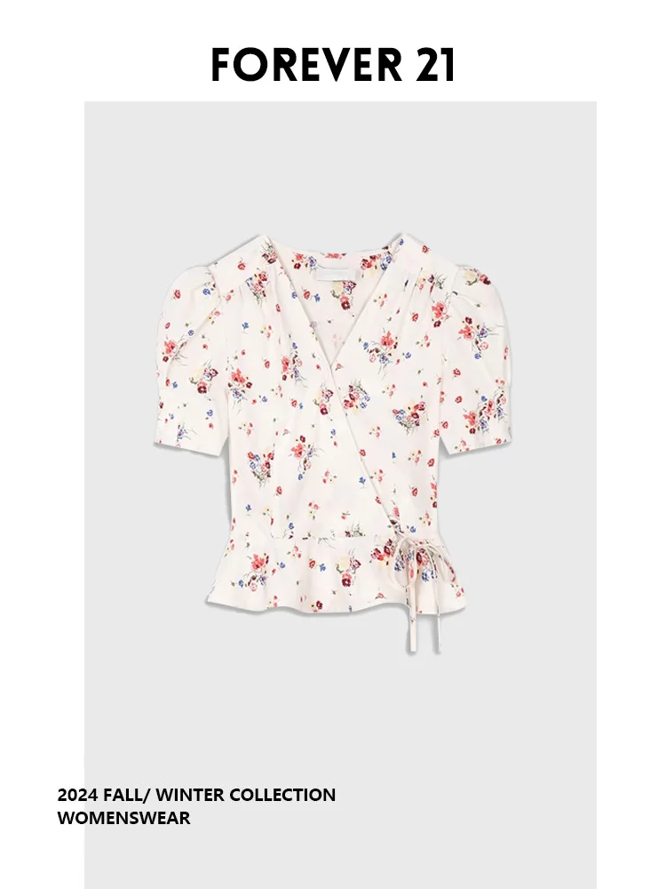

Женская приталенная блузка Forever 2 с цветочным принтом, летняя коллекция, подходит для повседневной носки и как нижняя одежда