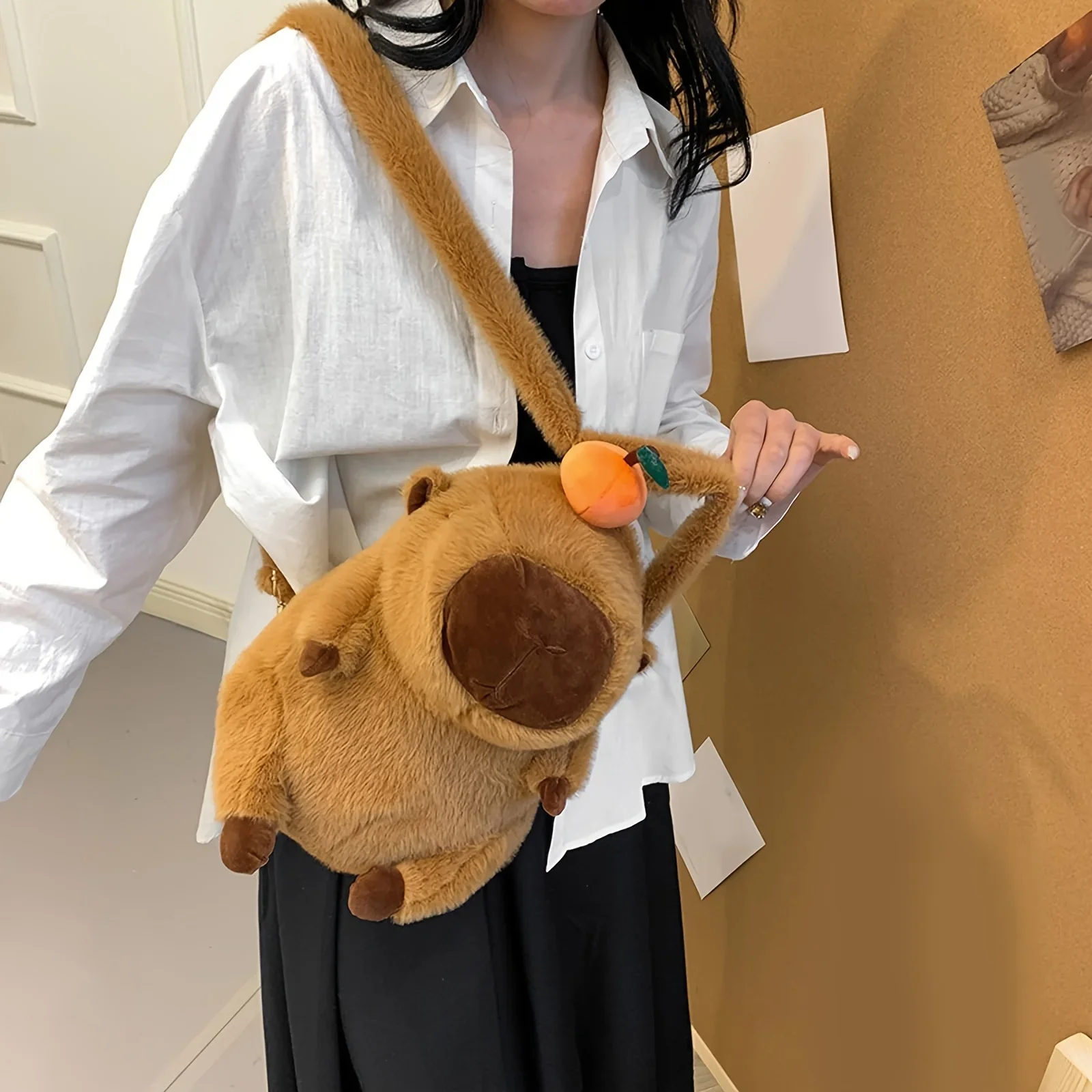 

Backpack Cartoon Doll Schoolbag,Girl Shoulder Messenger Bag, Capabala Plush Bag, Capybara Backpack Cute,Gifts for girls and boys