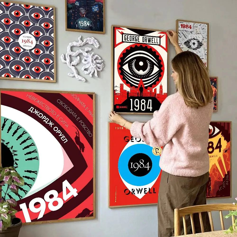 1984 George Orwell Movie Sticky Posters Retro Kraft Paper Sticker DIY Room Bar Cafe Aesthetic Art Wall Painting