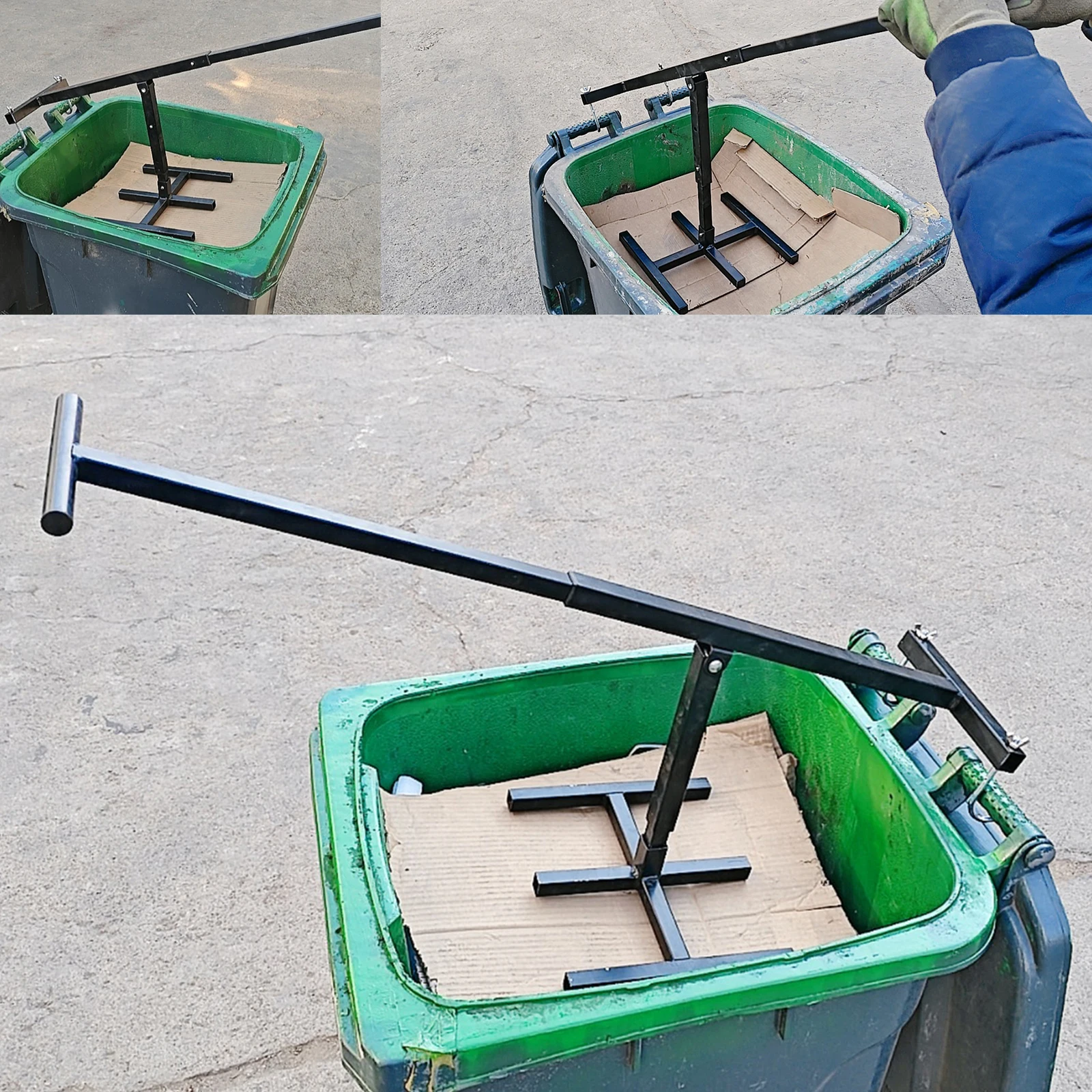 

Ручной инструмент для утилизации отходов: регулируемый компактор для мусорных баков, многофункциональный бесконтактный уплотнитель для баков объемом 120-660 л