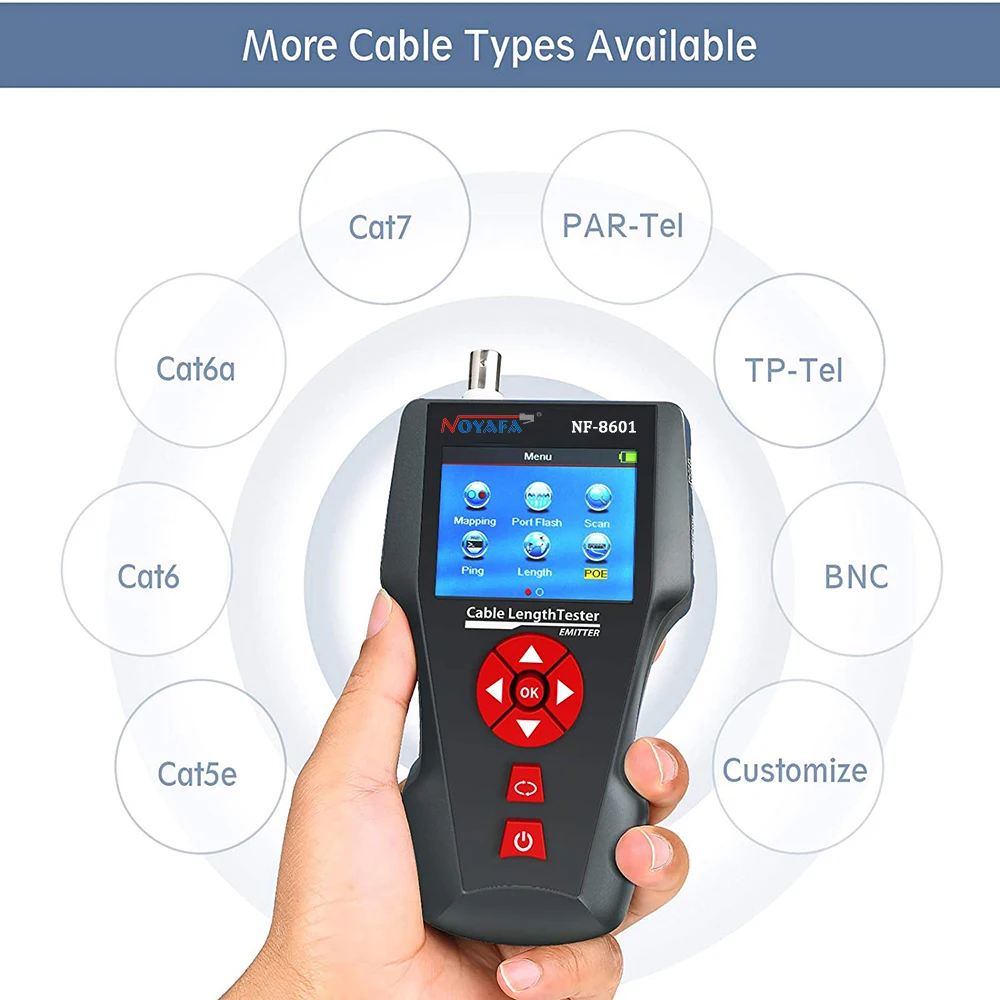 Imagem -03 - Noyafa-multipurpose Network Cabo Tester Nf8601w Rj45 Poe Ping Medir o Comprimento do Cabo Pcs Linha Remot Network Tracker