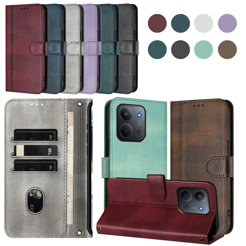 ريترو محفظة جلدية الحال بالنسبة Redmi 15C 14C 14R 13 13C 13X 12 12C نوت 14 برو زائد 13 12 12S 11 11S الوجه الهاتف الغطاء الخلفي eتوي