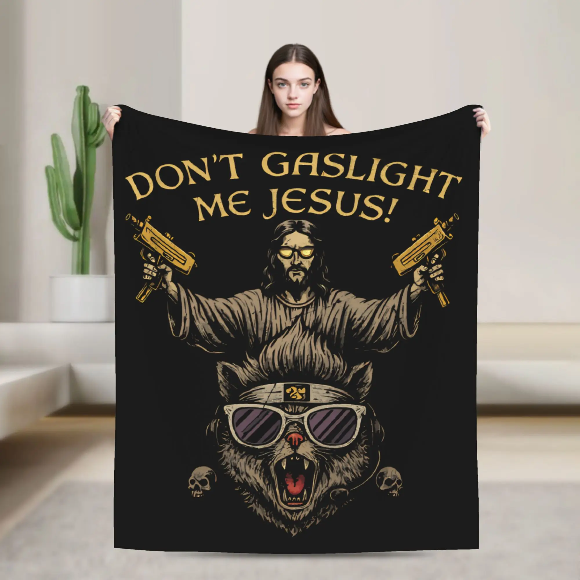Don't gaslight me Jesus - Dungeon Crawler Carl  Blanket Cover  Flannel Throw Blanket Bedroom Sofa Printed Lightweight Bedsprea,