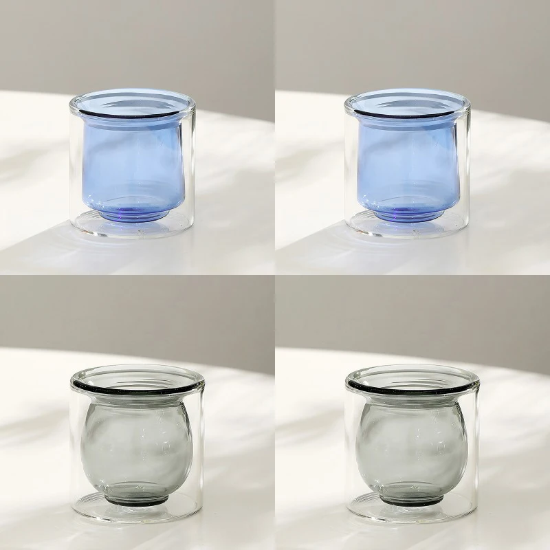 Set of 4 Colorful Set of 4 Glass Candle Jars for Table Mantel Wedding Ornaments Candle Holders Housewarming Gift