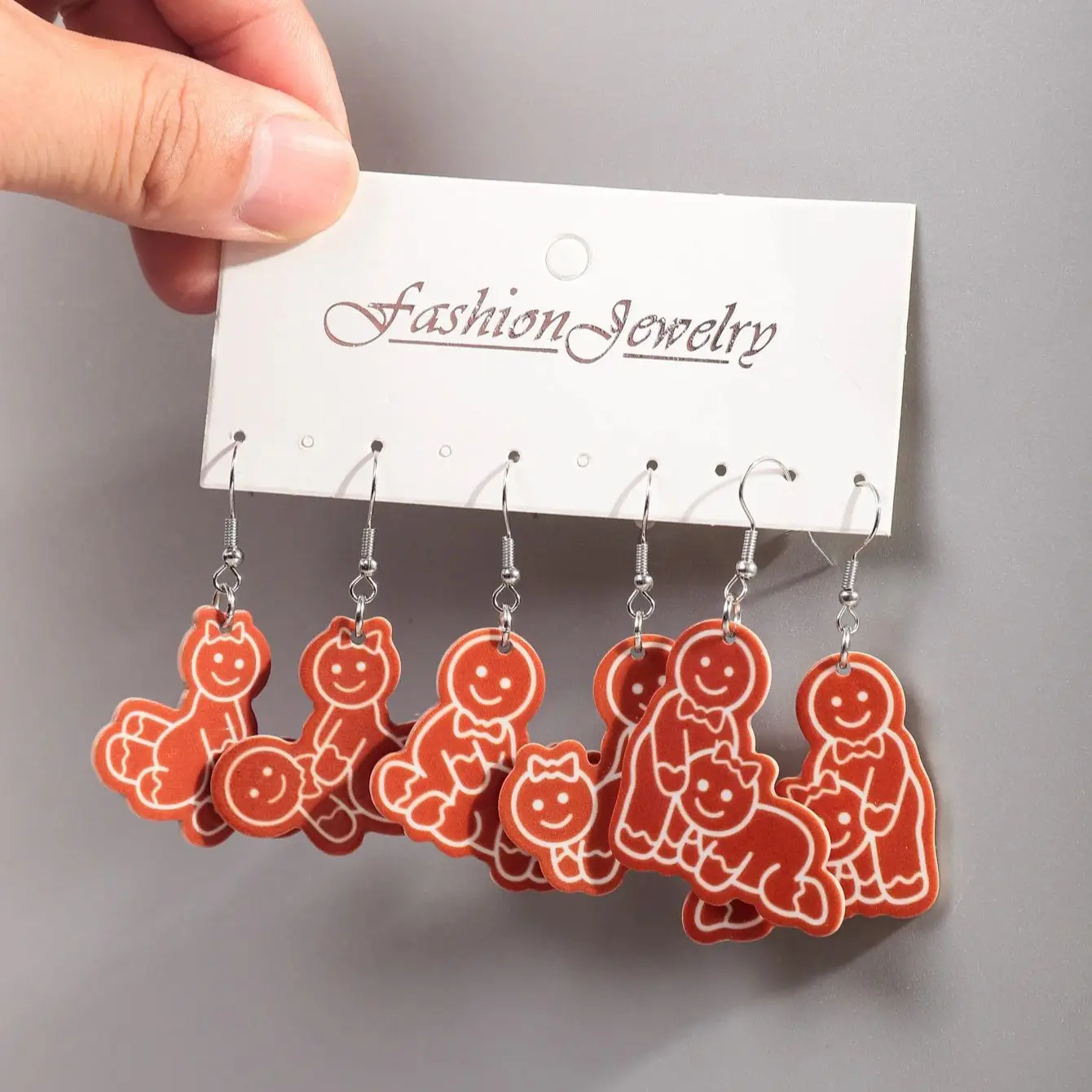 Christmas Day Acrylic Gingerbread Man Earring Set for Women Cute Cartoon Drop Earrings 2024 Jewelry