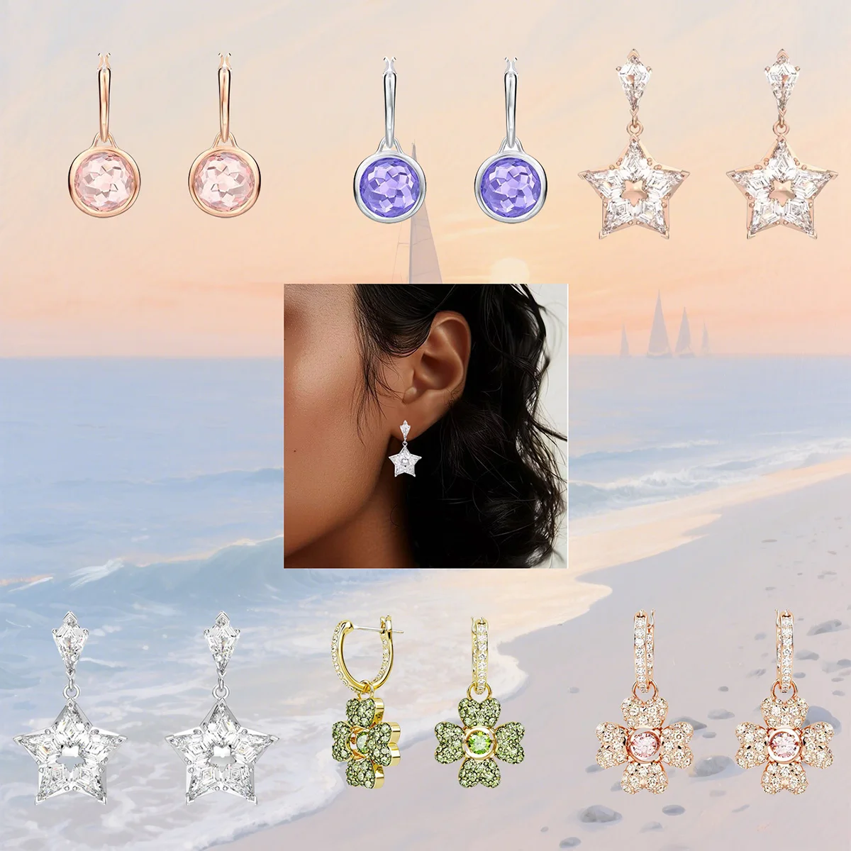 

2025 Summer Luxury Earnail SW Luxury Design Dazzling Natural and Dynamic Fashion Jewelry Suitable for Giving To Friends