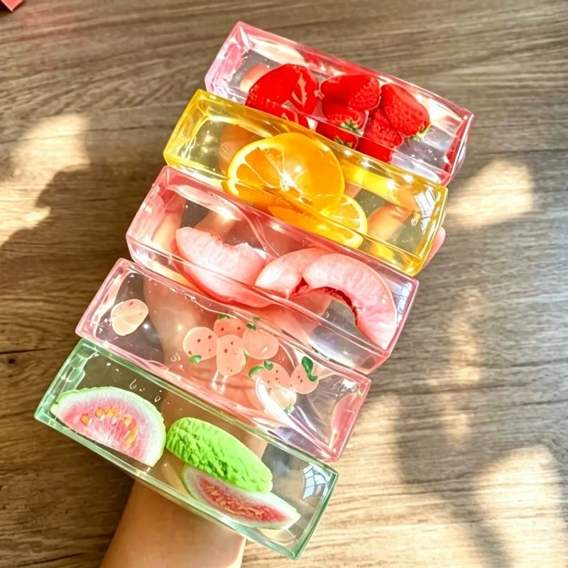 Erdbeer-Gelee-Streifen-Quetschspielzeug, transparentes Pfirsich-Maltose-Fidget-Sensorikspielzeug, Wassermelonen-Stressball, Quetschspielzeug, Partygeschenke – Detail 5