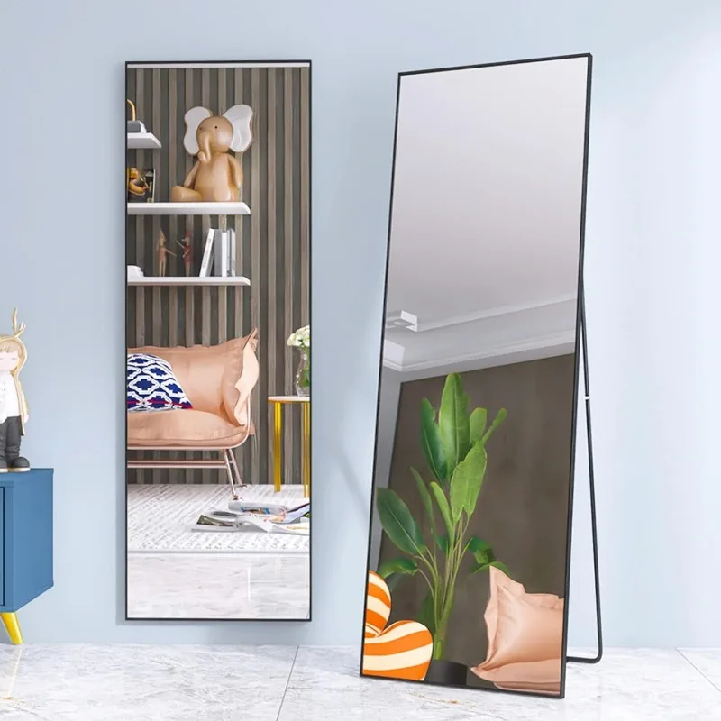 Alloy Frame Full Length Mirror Free Standing Hanging or Leaning Floor Mirror Wall Mounted Full Body Mirror , 65" X 24"