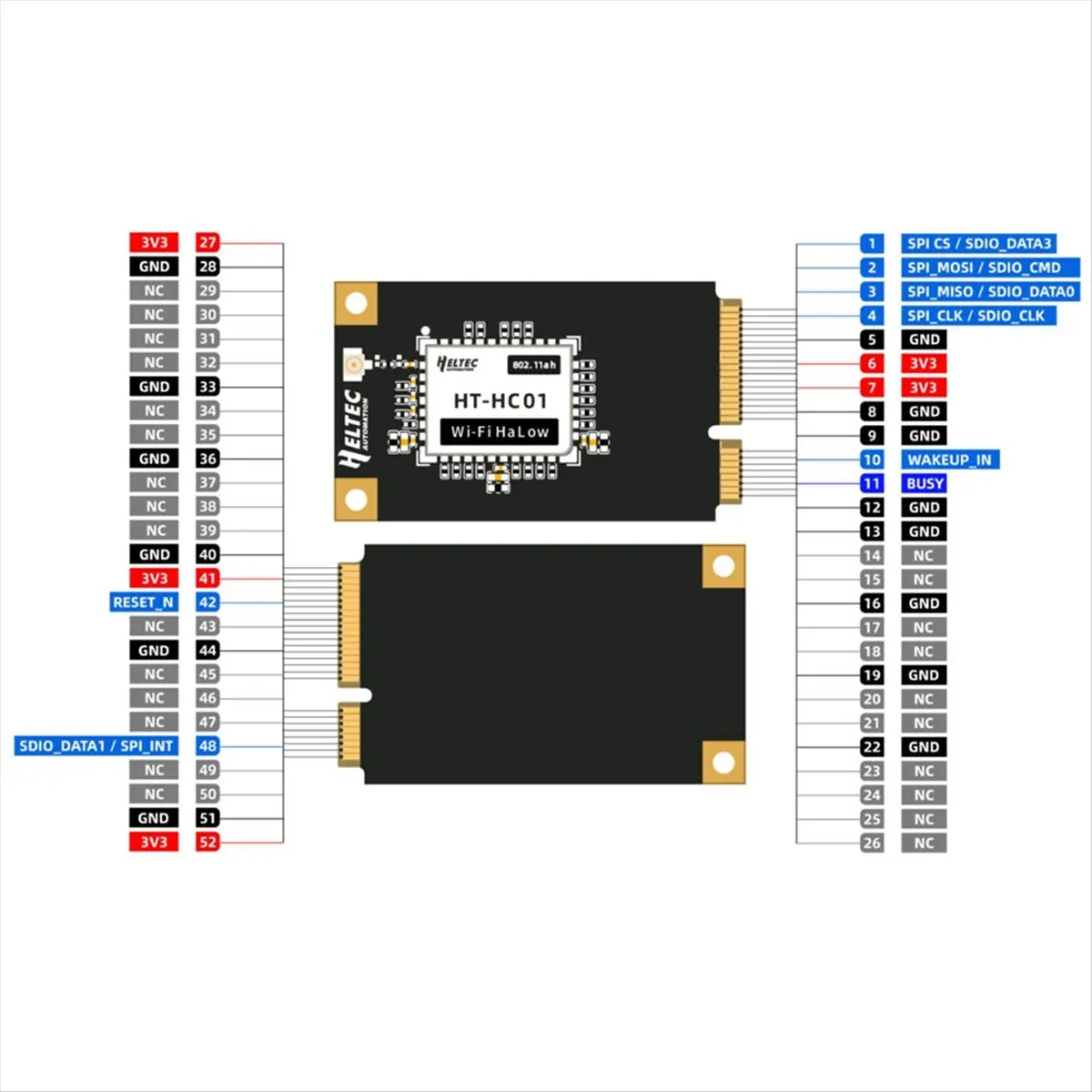 HT-HC01P Модуль WiFi HaLow Мини-интерфейс PCIe 902-928 МГц, встроенный с традиционной сетью Wi-Fi Ethernet
