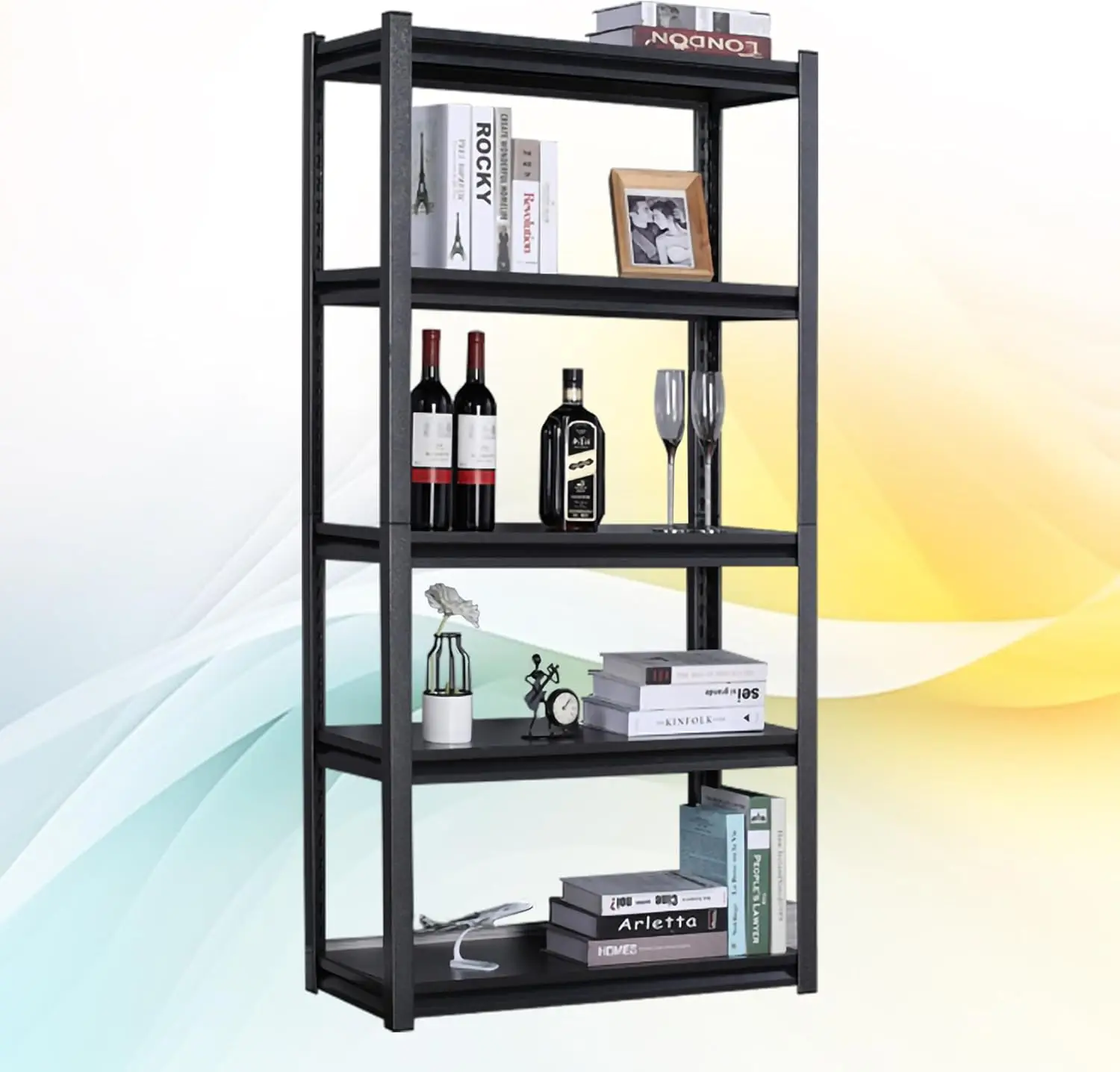 Heavy Duty Steel 5 Tier Adjustable Garage Shelf Metal Storage Unit for Base Lti-use Shelves for Garage Organization