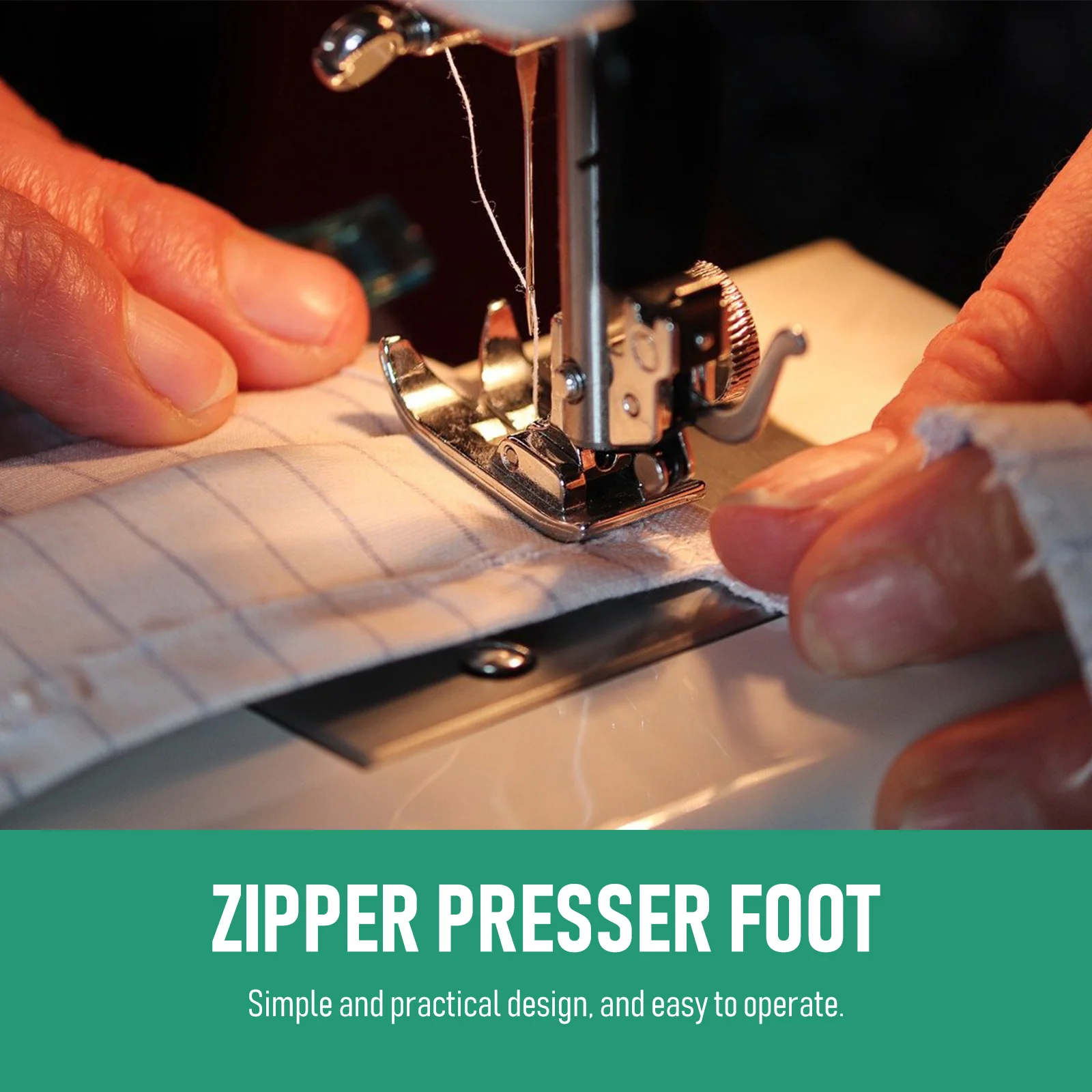 

Simple Narrow Clip-in Zipper Presser Foot Made of Hard Metal Fits Most Sewing Machines Quick Installation No Screwdriver Sewing