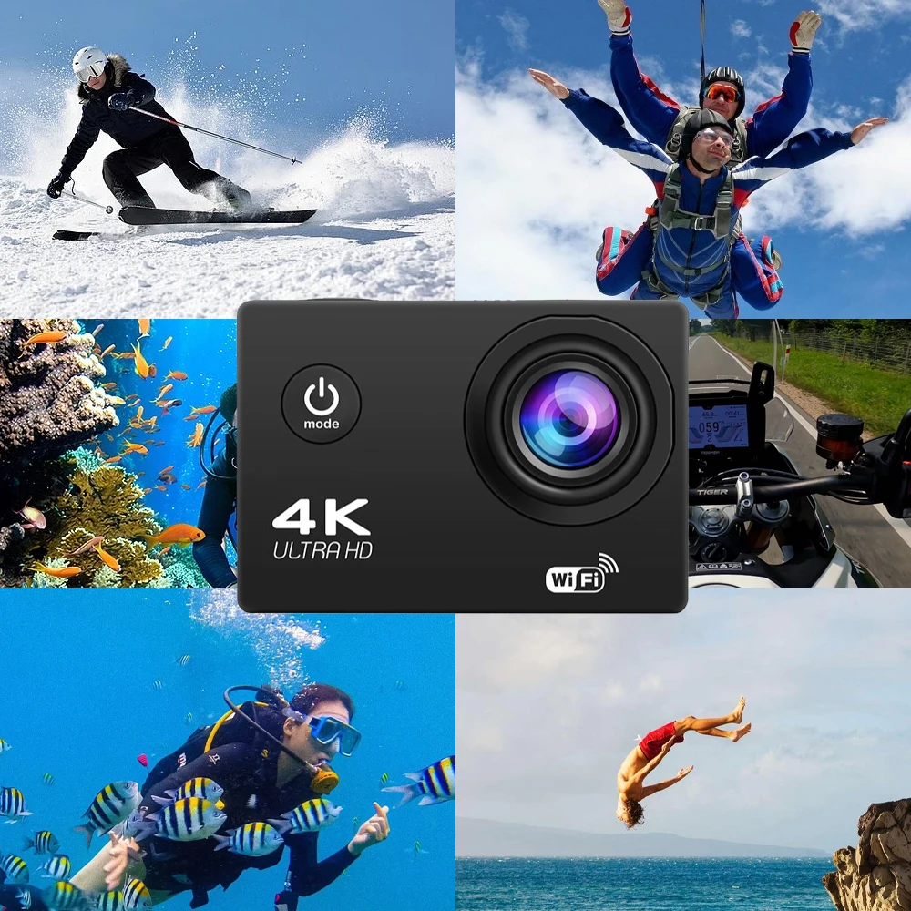 Cámara de acción Magecam 4K 1080P/30FPS WiFi 2,0 "170D casco impermeable subacuático cámara de grabación de vídeo cámaras para deportes al aire libre