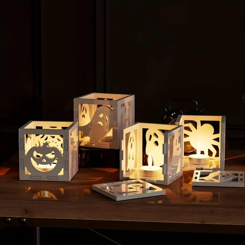 DIY Halloween Hollow Candle Holder, Epoxy Resin Mold, Suitable for Log Cabin Pumpkin Decorations, Silicone Candle Holder Mold