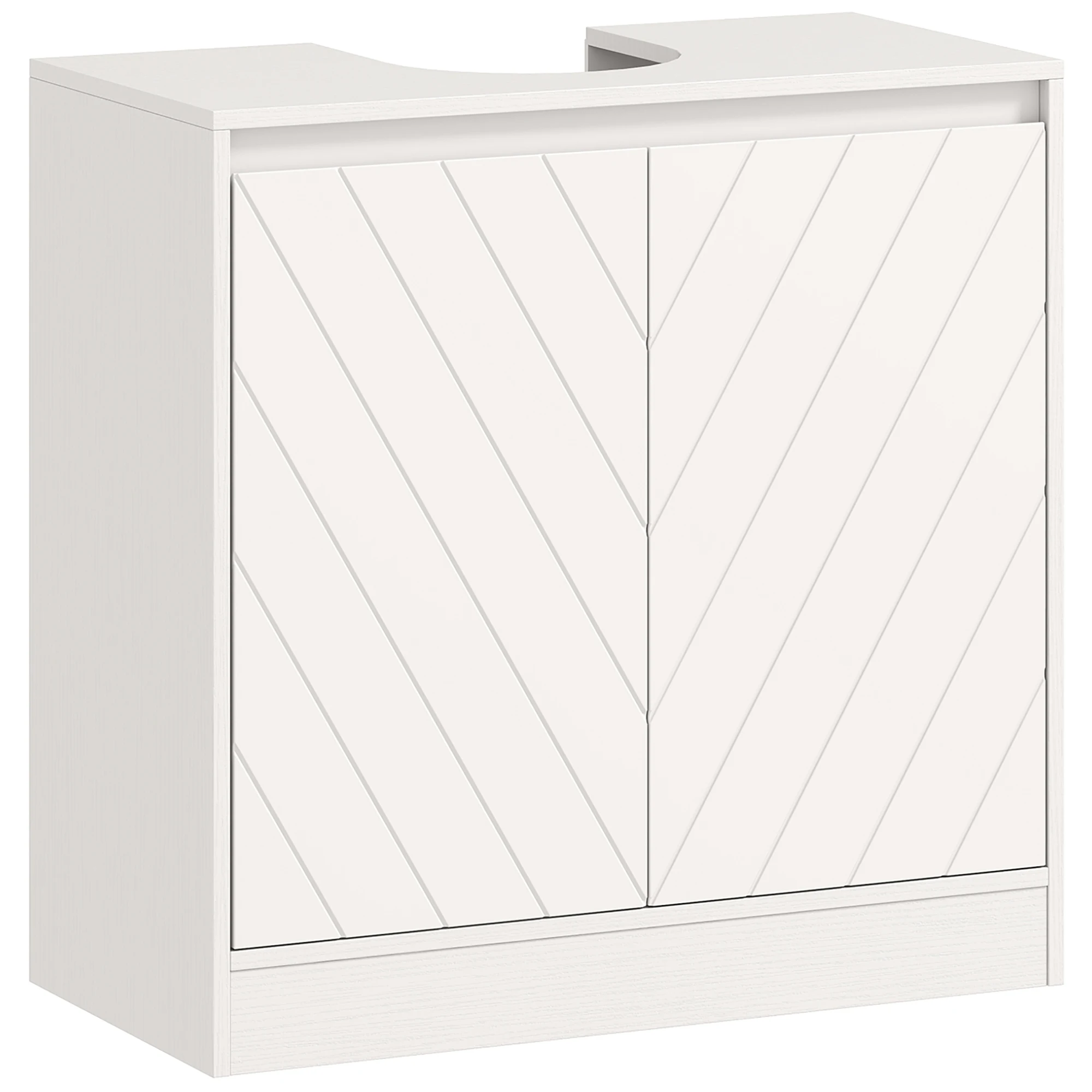 Homcom mobile sottolavabo mobiletto da bagno con 2 ante ripiano regolabile per lavandini o senza piedistallo 60X30X59,8 cm bianco