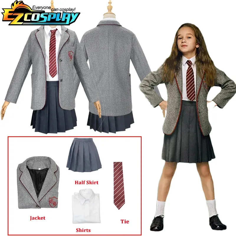 

New 2025 Kids Matilda Musical Cosplay Costume Outfit Girls School Uniform Suit Jacket Shirt Skirt Tie Halloween Party Stag ★ ★ ★