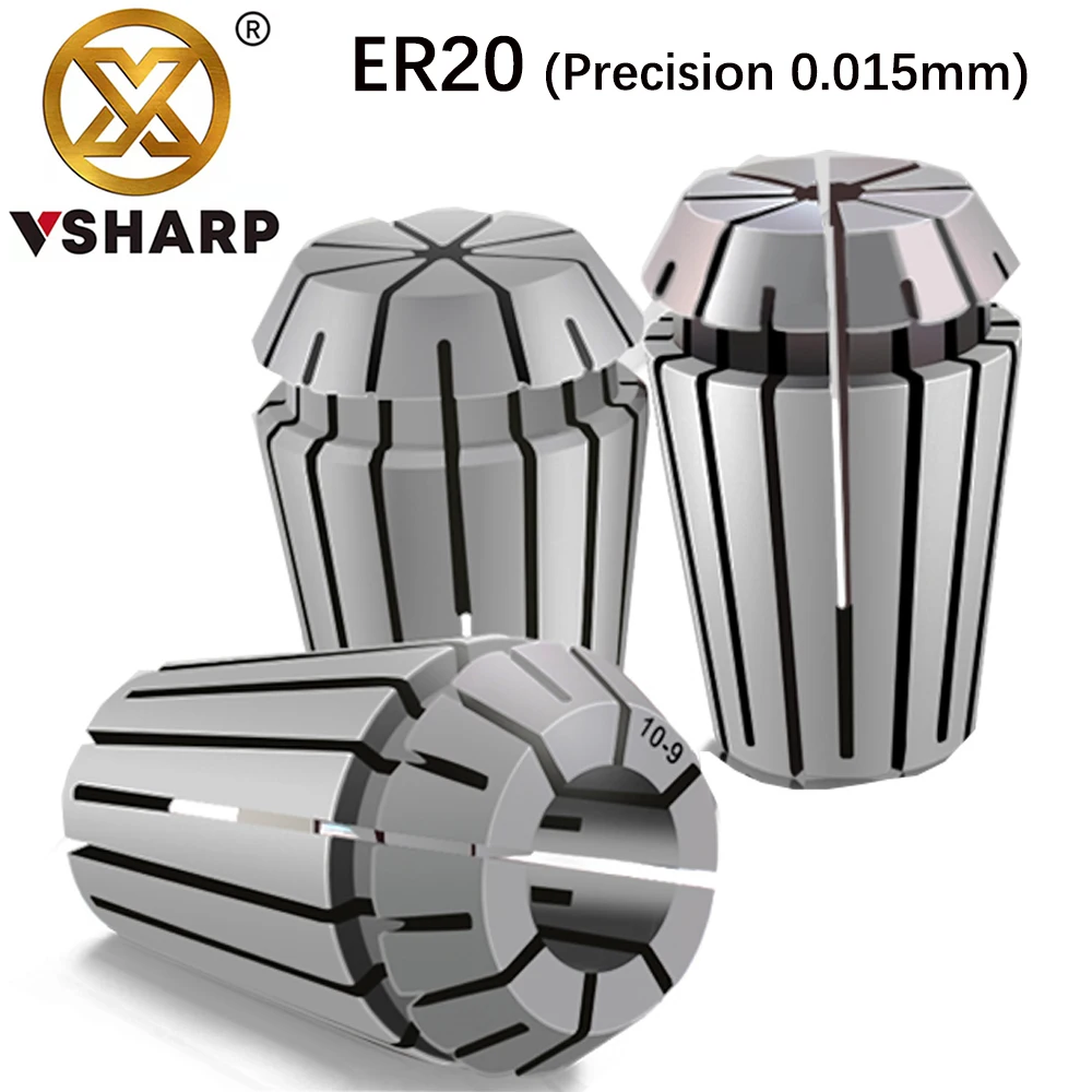 

CNC ER20 Collet Engraving Machine Spindle Elastic Fixture Nut High-precision 0.015mm Spring Chuck for 3mm-12.7mm Shank End Mill