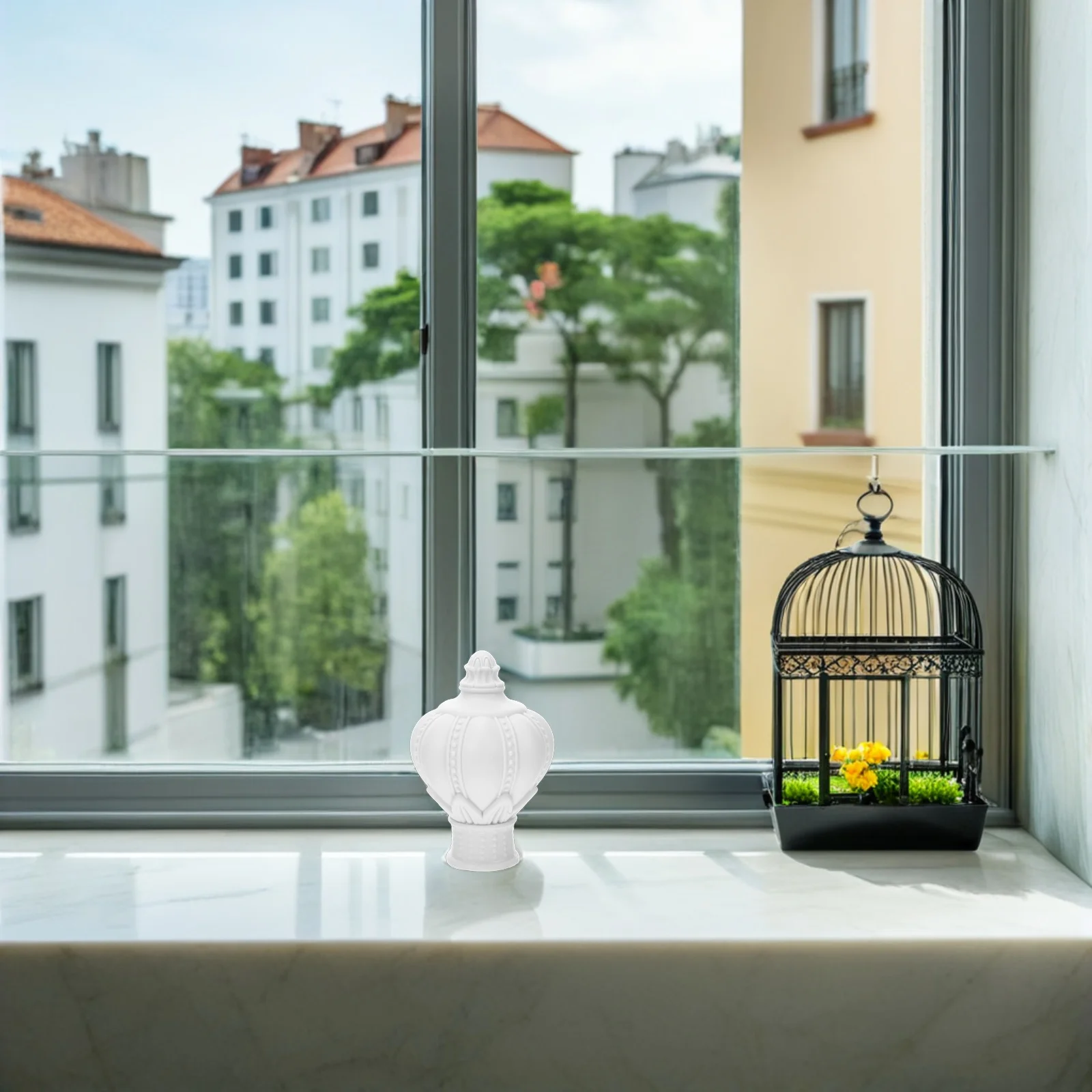 

6Pcs Plastic Curtain Rod Finials End Caps Fit 30-32mm Rods Decorative Curtain Rod Head Plug Bedroom Living Office