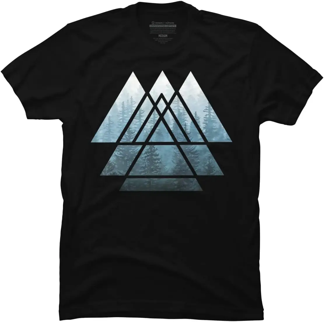 Design By Humans Men's Sacred Geometry Triangles - Misty Forest by Maryedenoa T-Shirt - -