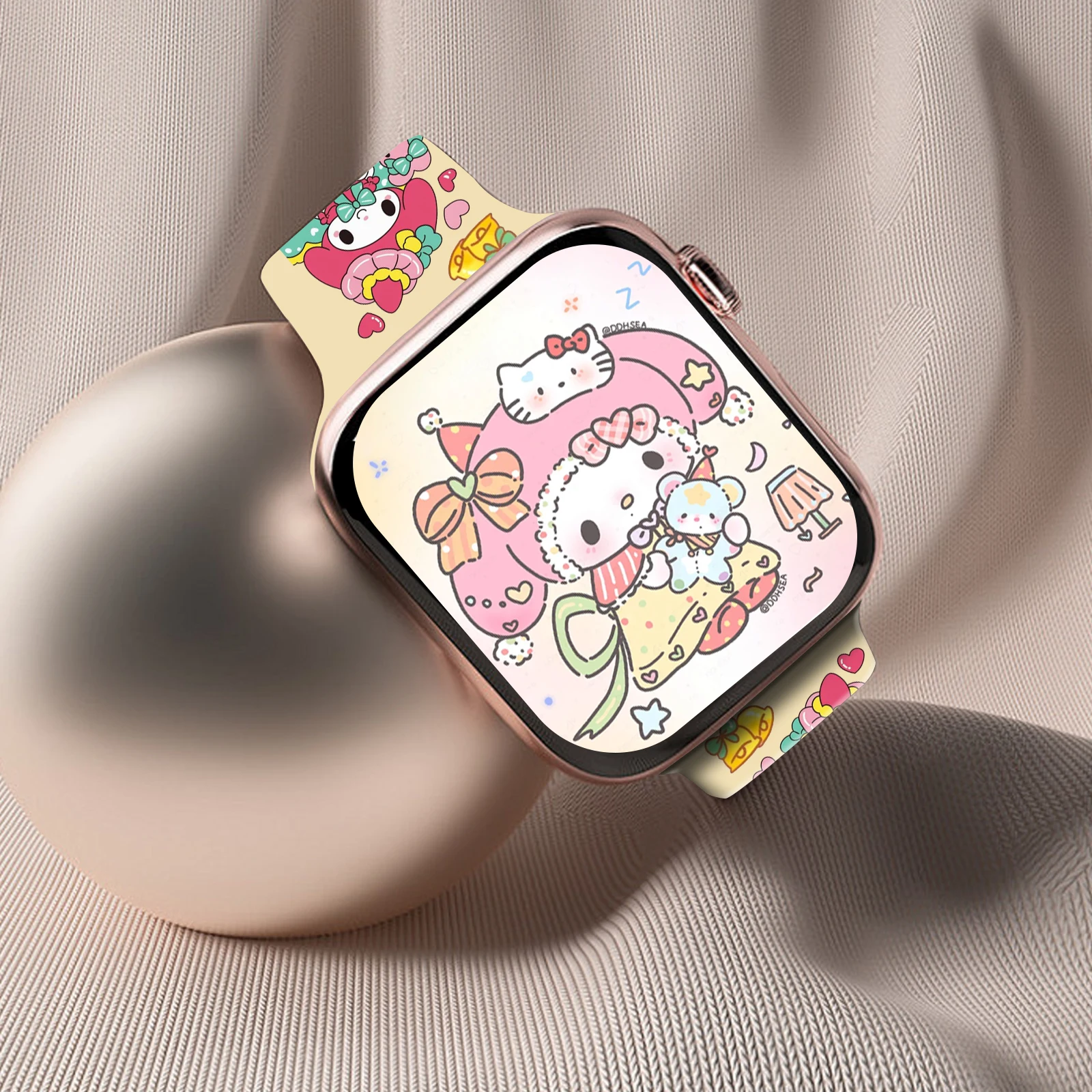 

SANRIO Print Strap for iWatch 11 10 9 8 Silicone Band Replaceable Bracelet for Apple Watch 46mm 44mm 42mm 41mm 38mm Watchband