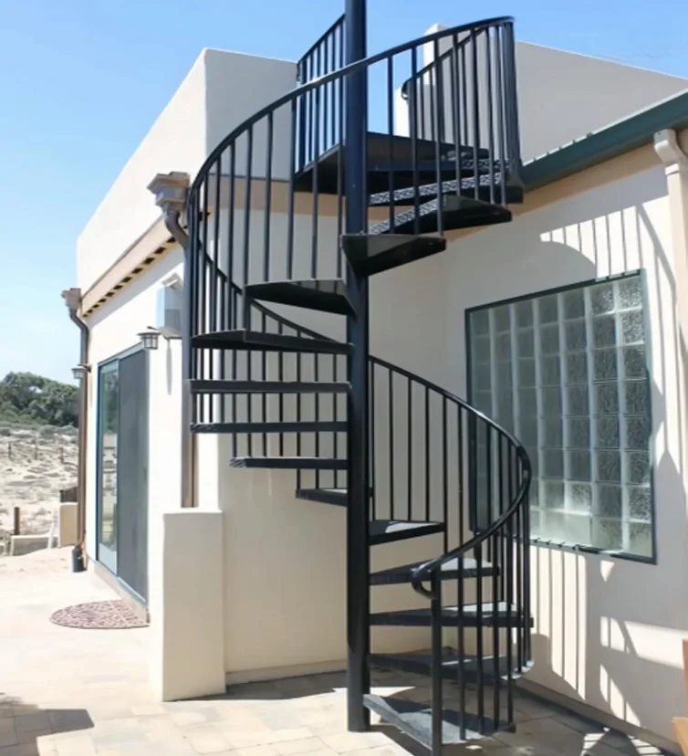 Personalización de escaleras de hierro fundido de acero para interiores y exteriores, modernas y únicas, montaje Simple, diseño en espiral, barandilla de escaleras para Villa óptima