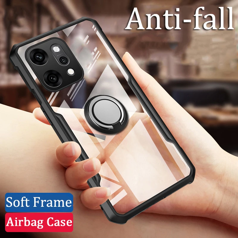 

Case For OPPO Reno 14 Pro 5G 14F Case Clear Acrylic TPU Soft Frame Back Cover OPPO Reno 14 Pro 14F 5G Magnetic Holder Ring Coque