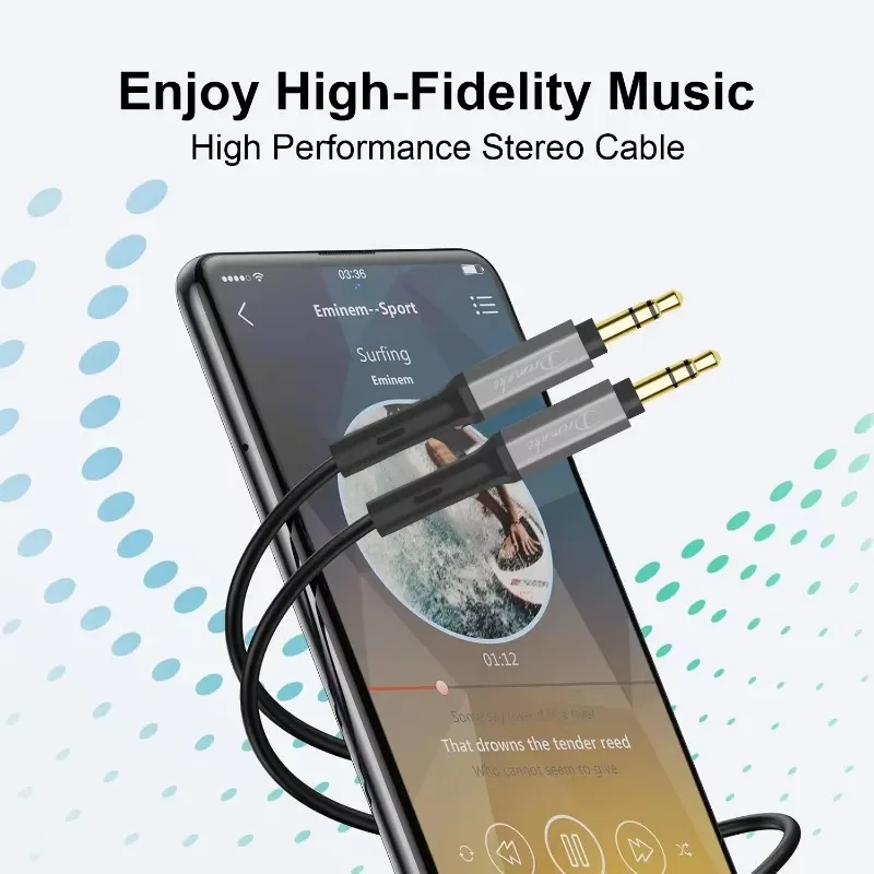 Cable auxiliar de chaqueta de PVC de 3,5mm, adaptador de entrada auxiliar de Audio, Cable macho a macho para auriculares, altavoz estéreo para el hogar y el coche, iPhone y iPad