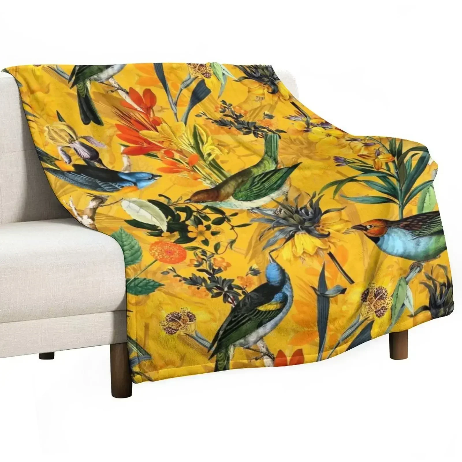 

Pierre Joseph Redoute vintage flowers and hummingbirds nostalgic pattern Throw Blanket Travel Furrys Blankets