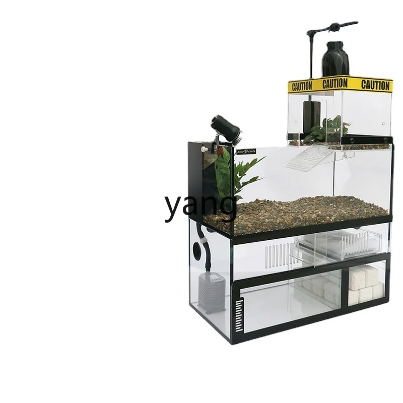 CX Super White Glass Cylinder Tortoise Feeding Villa Ecological Feeding Box