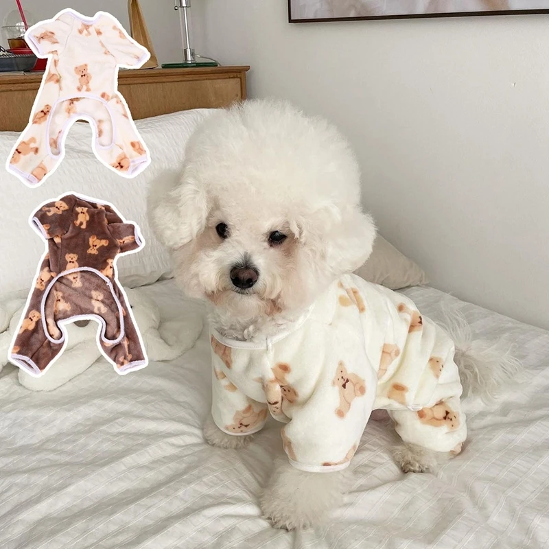 Haustier Plüsch Overall Herbst Winter Mittelgroße Kleine Hund Kleidung Warme Fleece Süße Pyjamas Kätzchen Welpen Niedlichen Pullover Chihuahua Mops