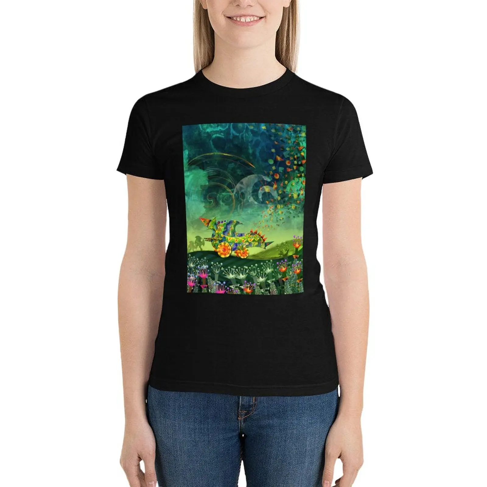

Green Car T-Shirt Short sleeve tee female plus size tops aesthetic clothes t shirt for Women