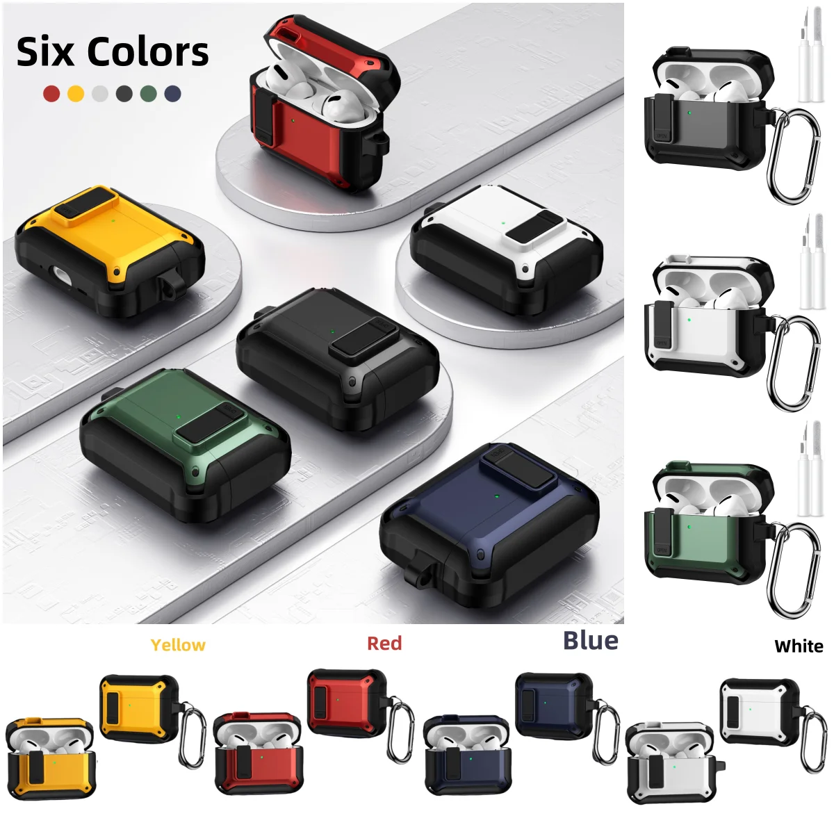 حافظة قفل أمان Airpods Pro 3 حافظة واقية مضادة للصدمات مع حبل طقم منظف لملحقات حافظة Airpods Pro3